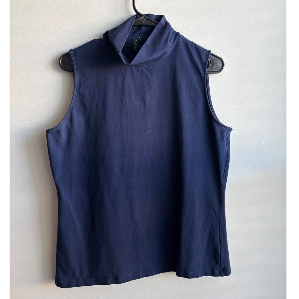 Lauren Ralph Lauren Navy Sleeveless Mock Neck Top Women XL